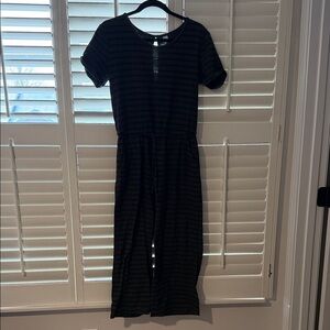 Old Navy Black Striped Midi Dress